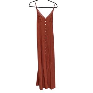 Lovestitch Terracotta Button-Down Maxi Dress Size: M